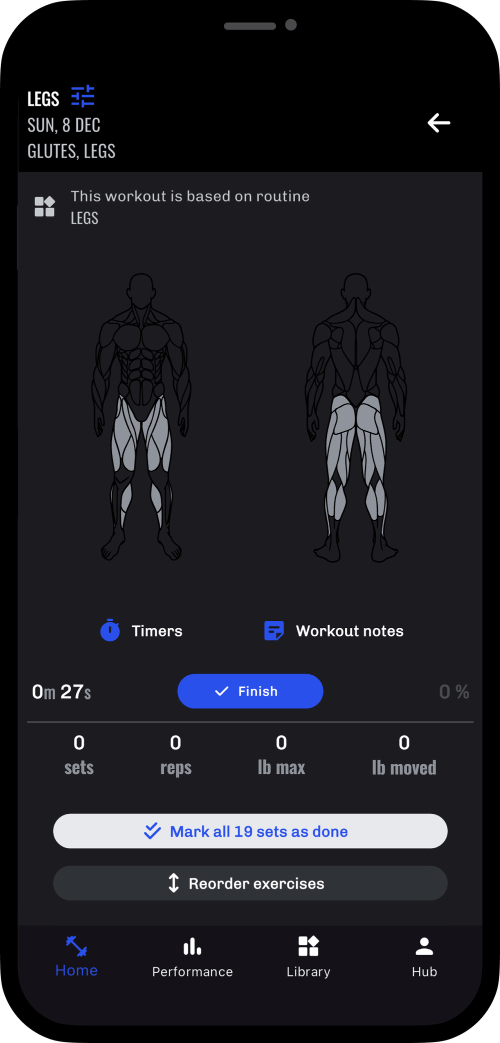 Your workout at a glance